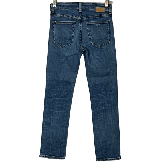 CQY Jeans Japanese Denim Mid Rise Straight Leg Medium Wash Cropped Jeans 24 - Picture 5 of 16